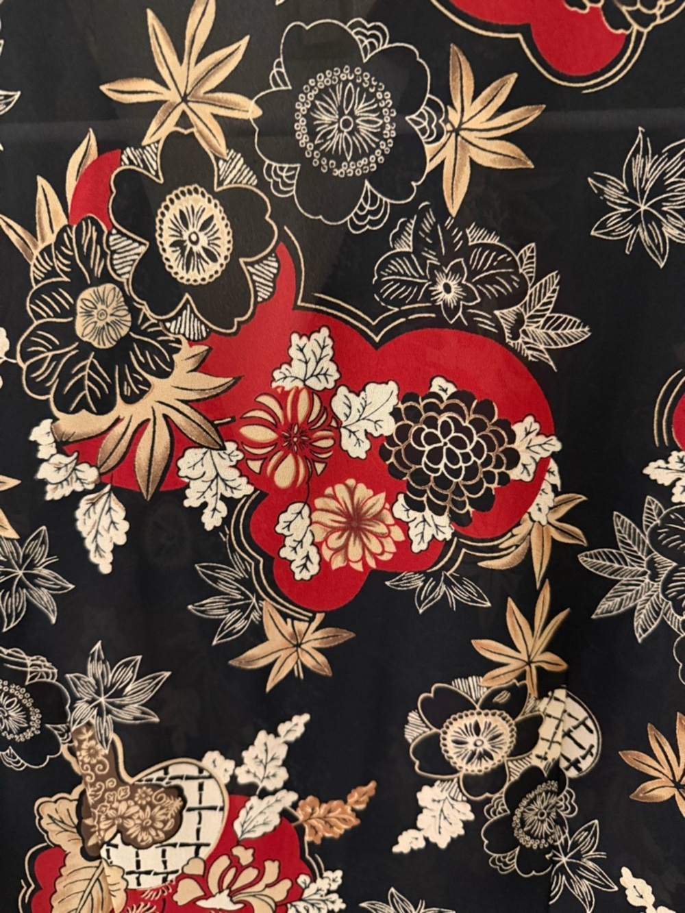 Jones Wear Womens Blouse Size 6 Black Red Floral Snap Front Y2K Top - Picture 3 of 7